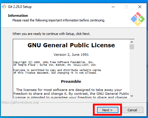 Git Windows Instalace - EULA