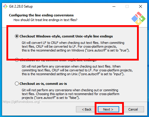 Git Windows Instalace - LineEndings
