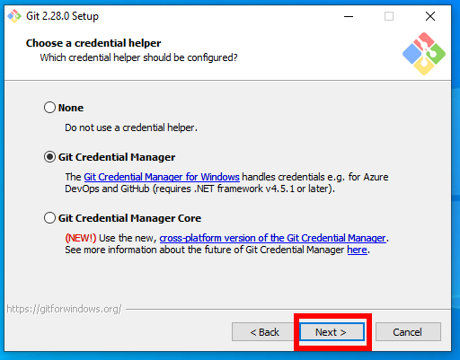 Git Windows Instalace - Credential manager