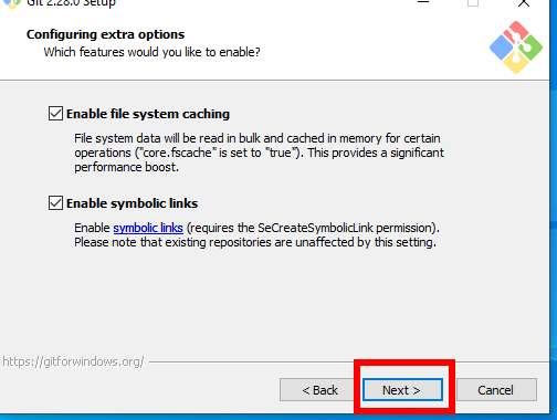 Git Windows Instalace - Caching